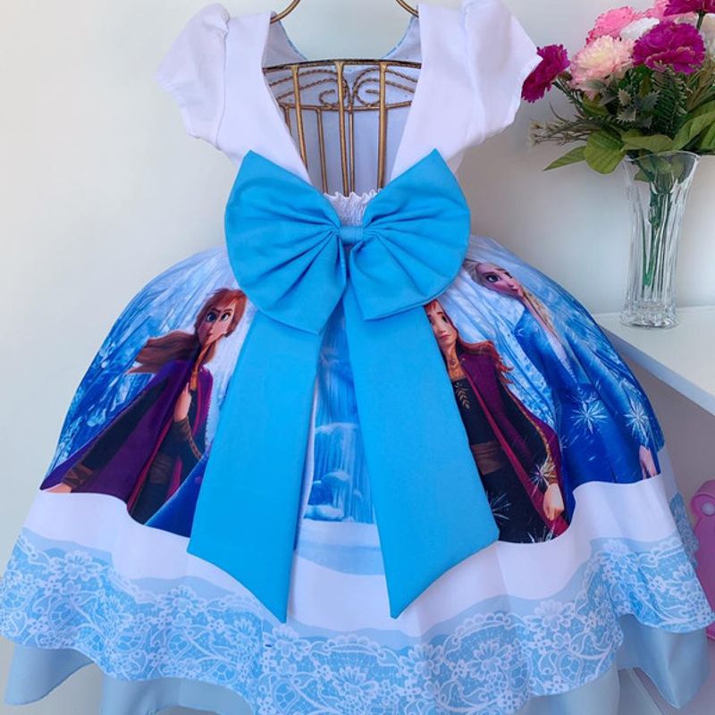 Vestido Infantil Frozen Elsa Branco Azul Aniversário Temático Festa  Fantasia Ctdlxfrozen01ano, Roupa Infantil para Menina Nunca Usado 91166655