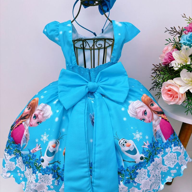 Vestido Infantil Frozen Elsa Branco Azul Aniversário Temático Festa  Fantasia Ctdlxfrozen01ano, Roupa Infantil para Menina Nunca Usado 91166655