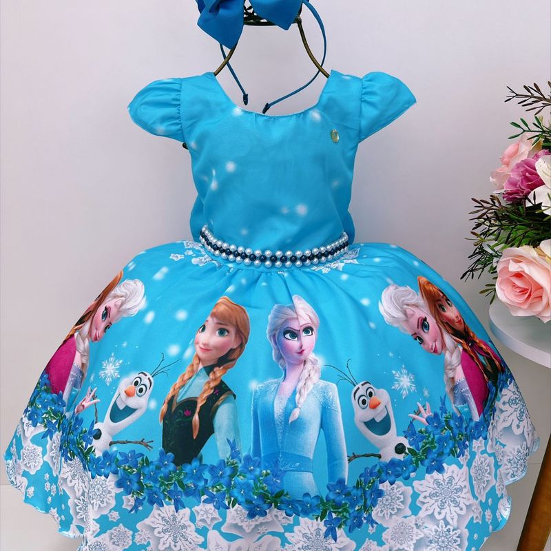 Vestido Infantil Frozen Elsa Branco Azul Aniversário Temático Festa  Fantasia Ctdlxfrozen01ano, Roupa Infantil para Menina Nunca Usado 91166655