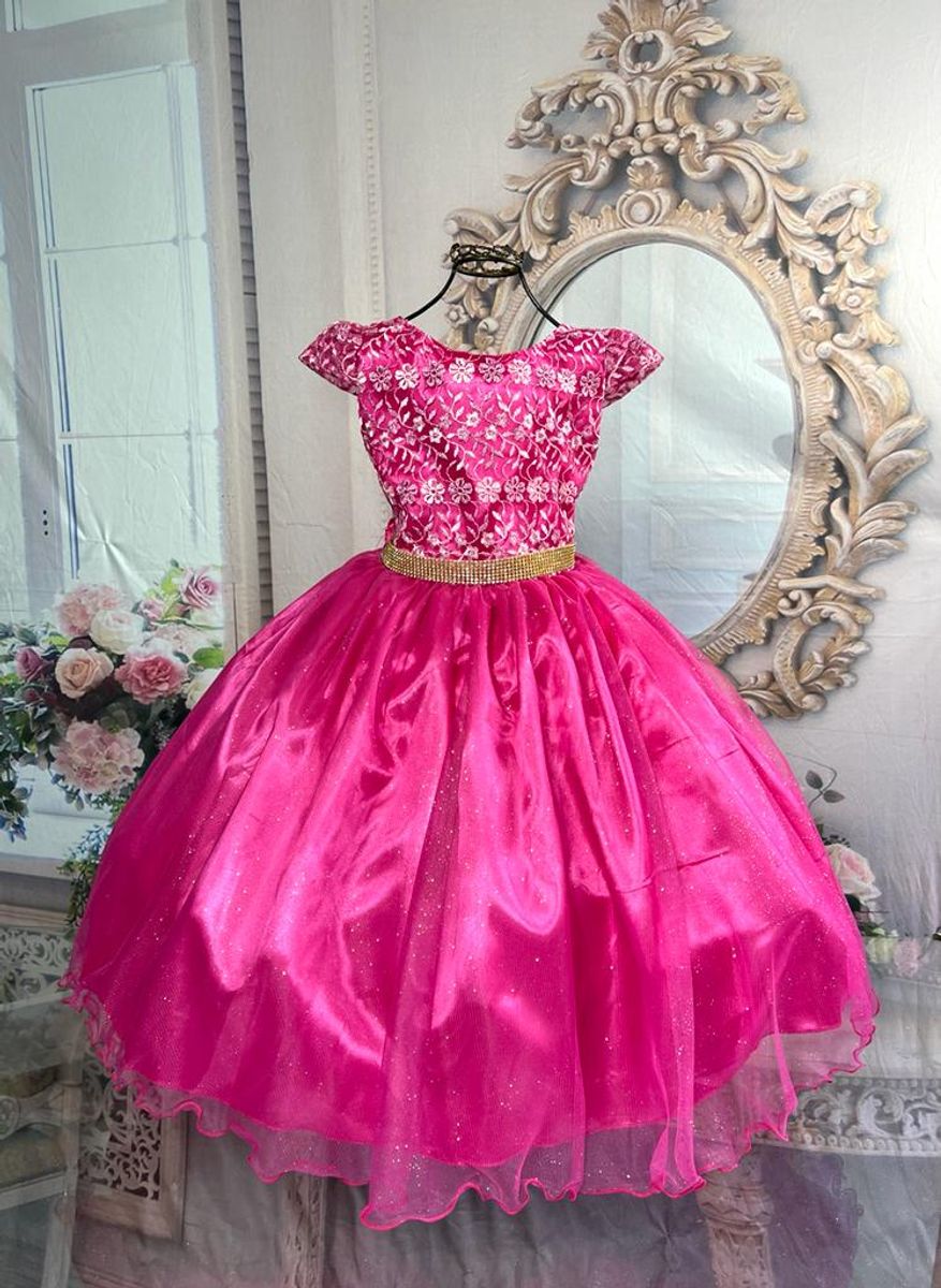 Vestido De Formatura Infantil Rosa Pink Vestido Longo Para