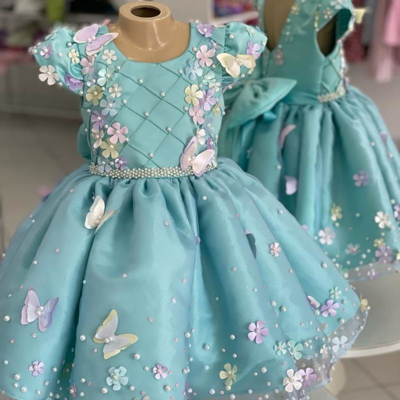Borboleta Verde Vestido Ano Borboletas Vestido Bebe Vestido Festa