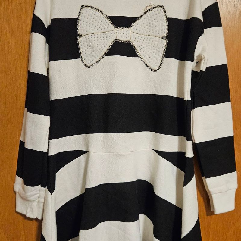 Vestido Infantil Milon 10 Anos Moleton M Off White Listrado com