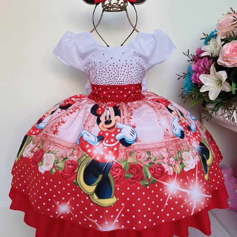 Vestido de aniversário da best sale minnie vermelha