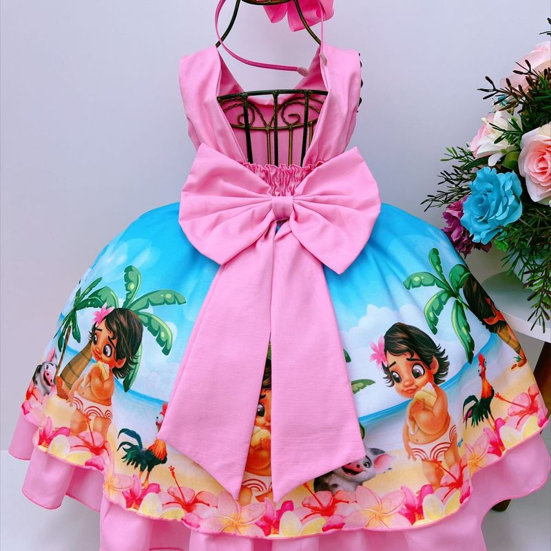 Vestido Moana Baby Aniversario Infantil Festa Super Luxo em