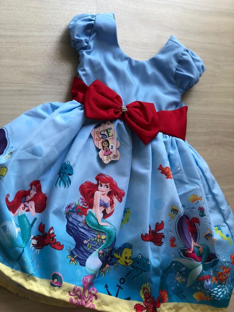 vestido infantil pequena sereia