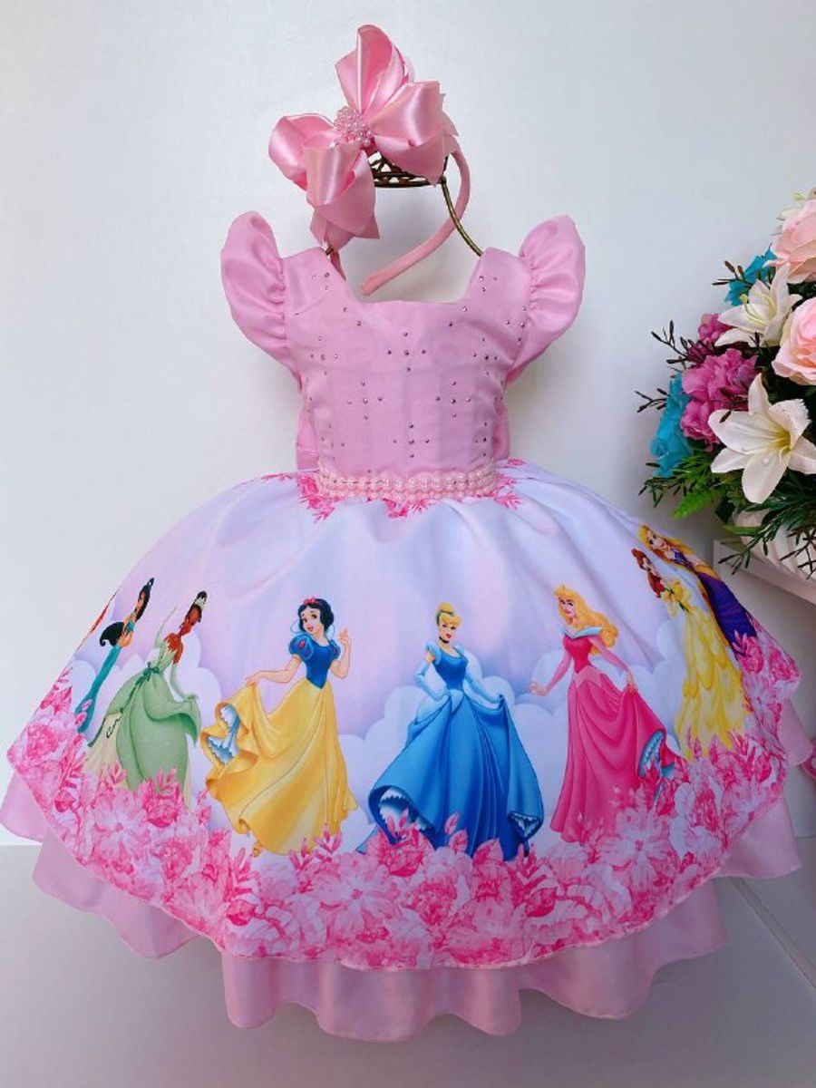 Vestido Infantil Festa Temático Princesa Bela E A Fera Luxo