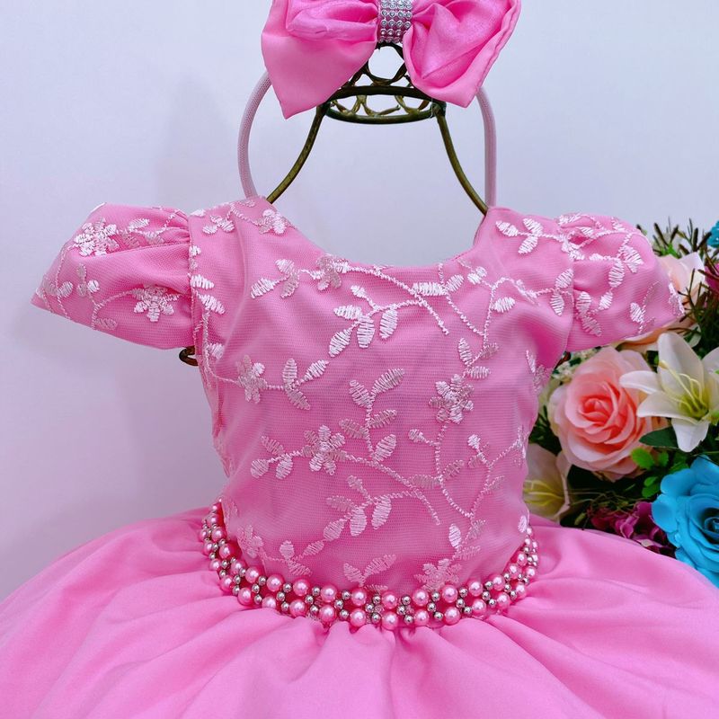 Vestido Infantil Floral Barbie Daminha Festa Tiara 1 Ao 4 em Promoção na  Americanas