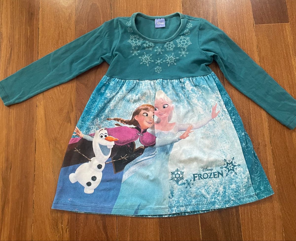 Vestido Infantil Estampa Elsa Frozen Disney
