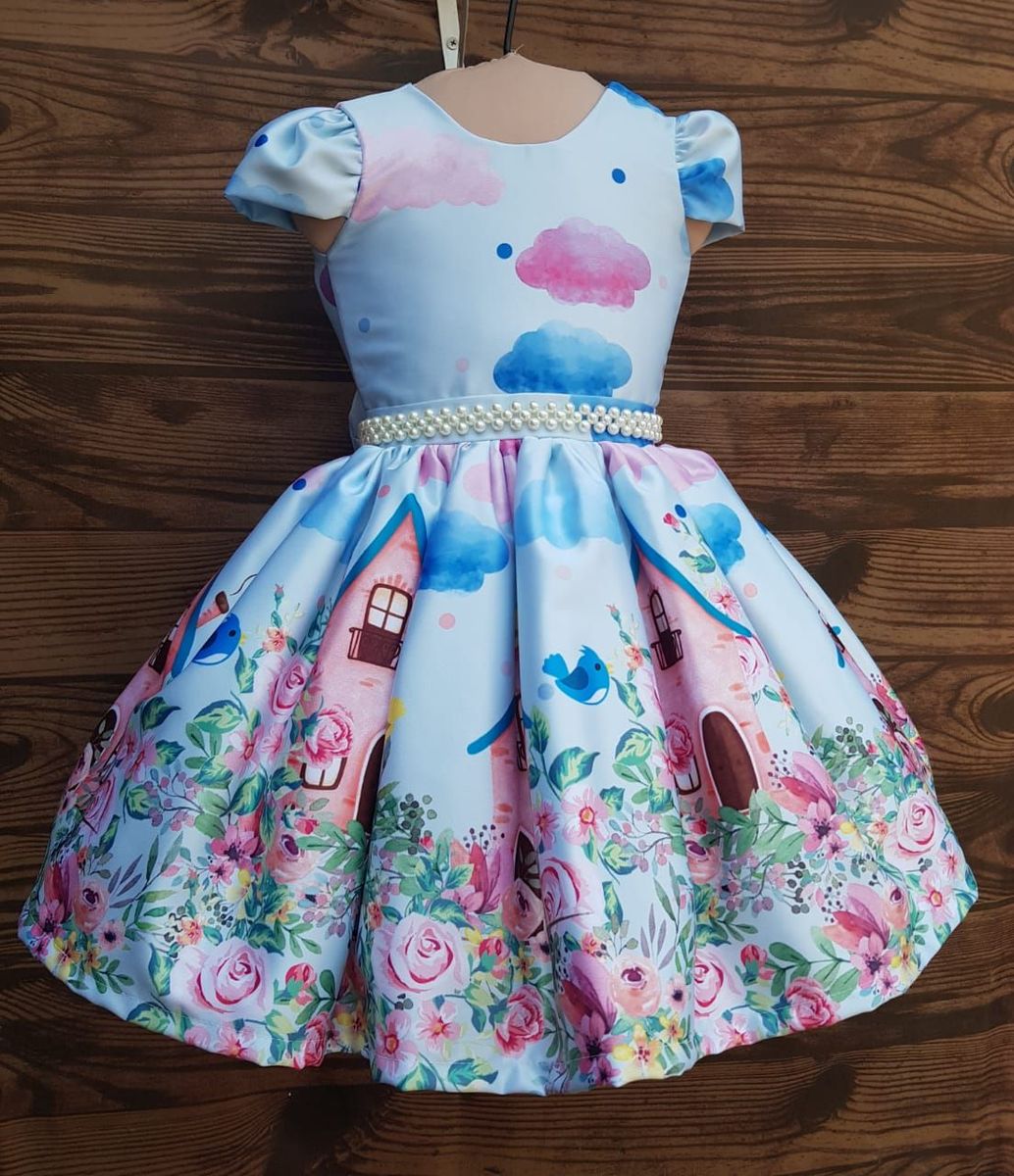 vestido infantil tema jardim