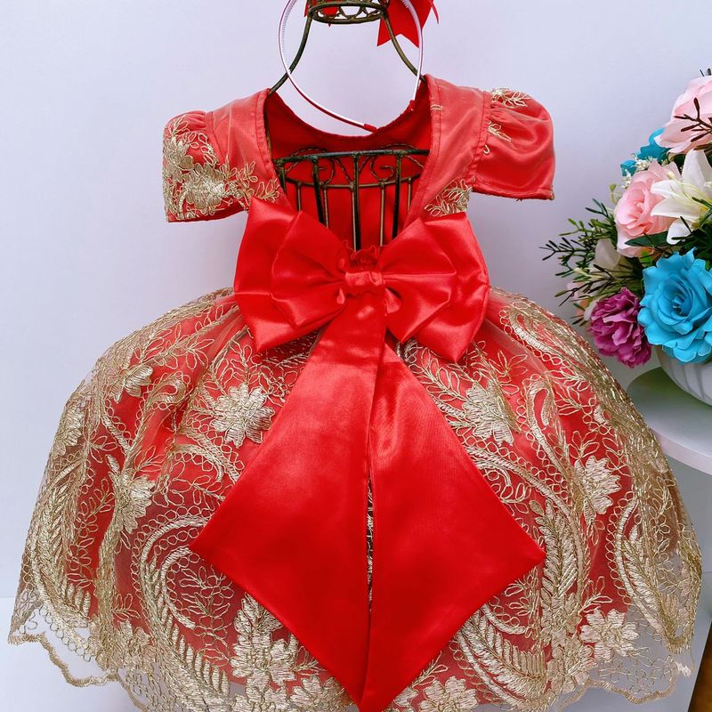 Vestido Infantil Vermelho Formatura Daminha Natal Princesa