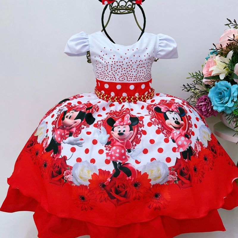 Vestido de festa hot sale da minnie vermelha