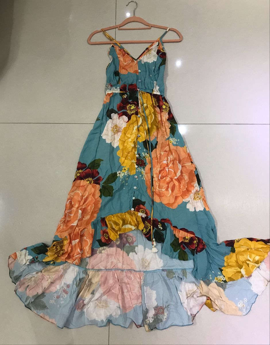 vestido midi jardim de cor