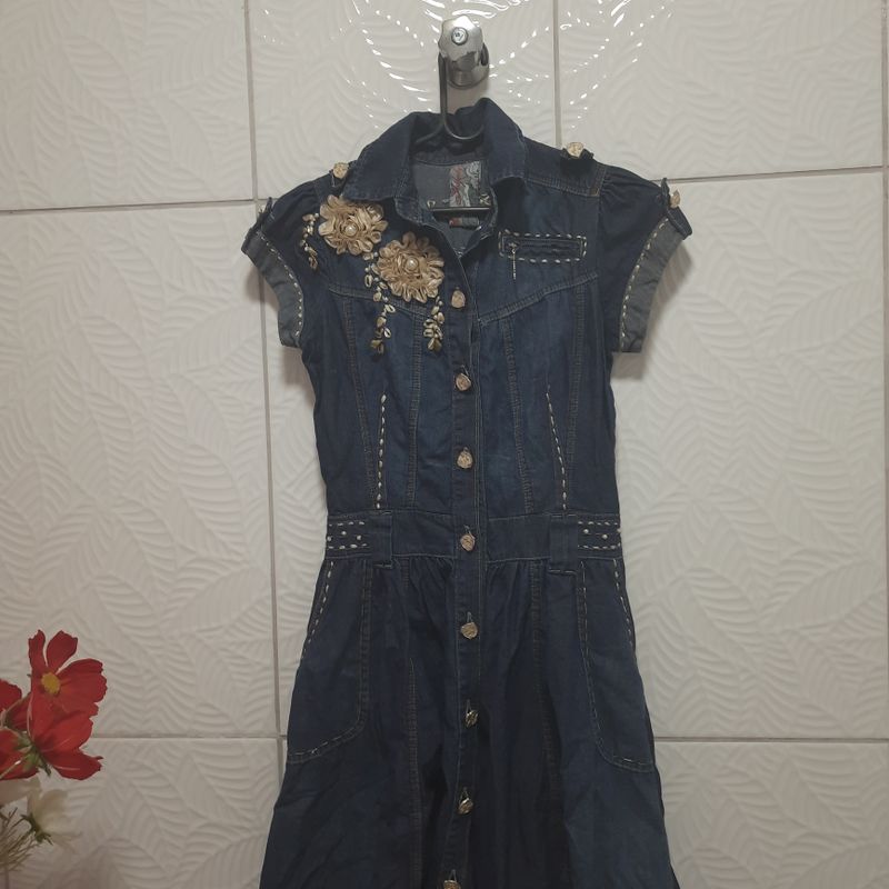 Vestido Jeans Bordado Joyaly Usado 89668505 enjoei
