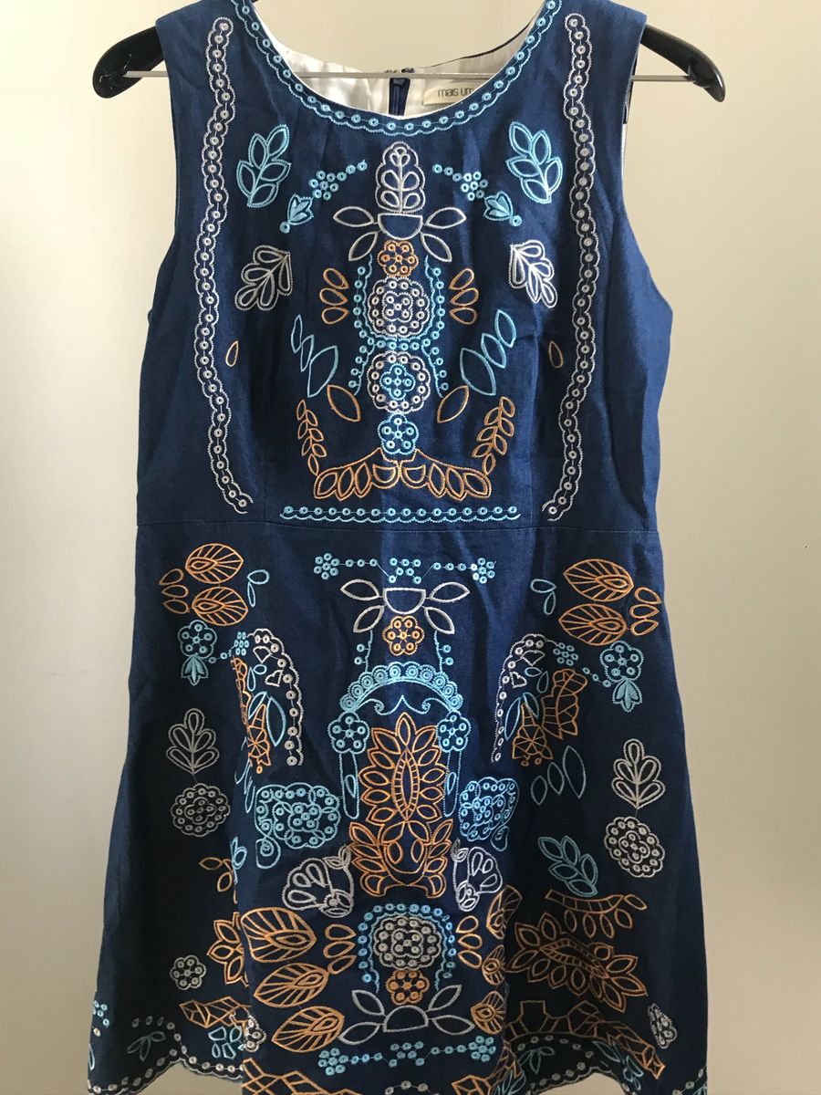 vestido jeans bordado