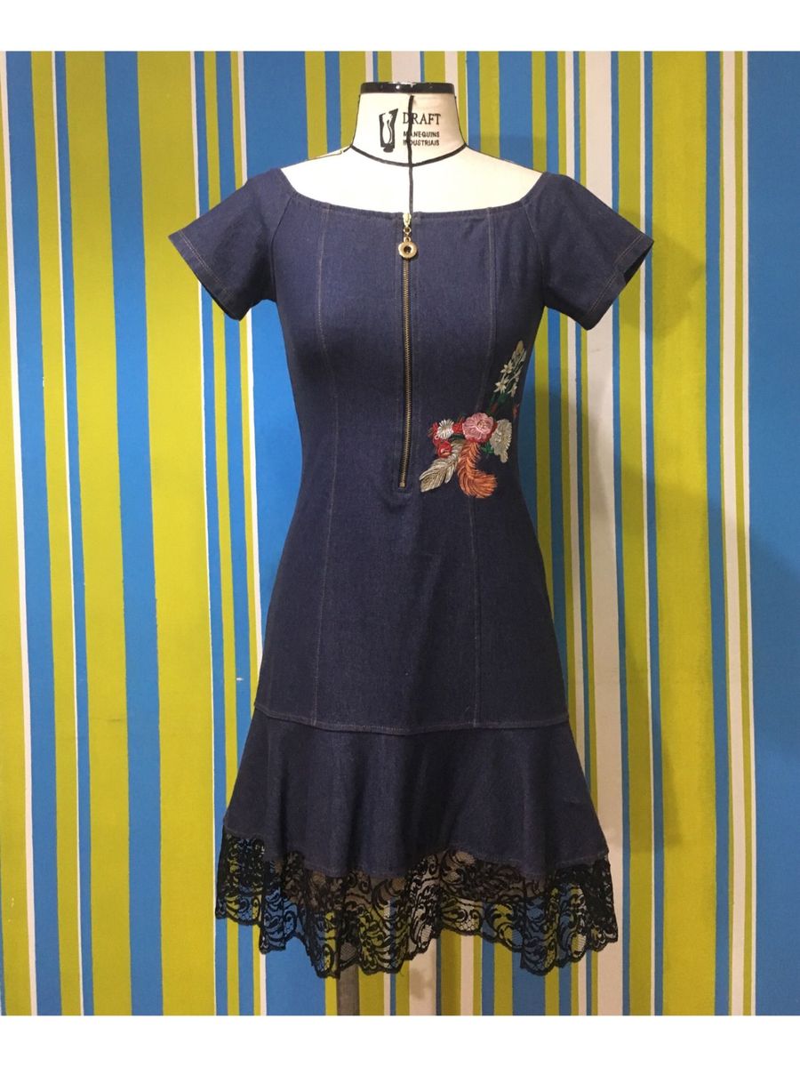 Vestido jeans com sales barrado