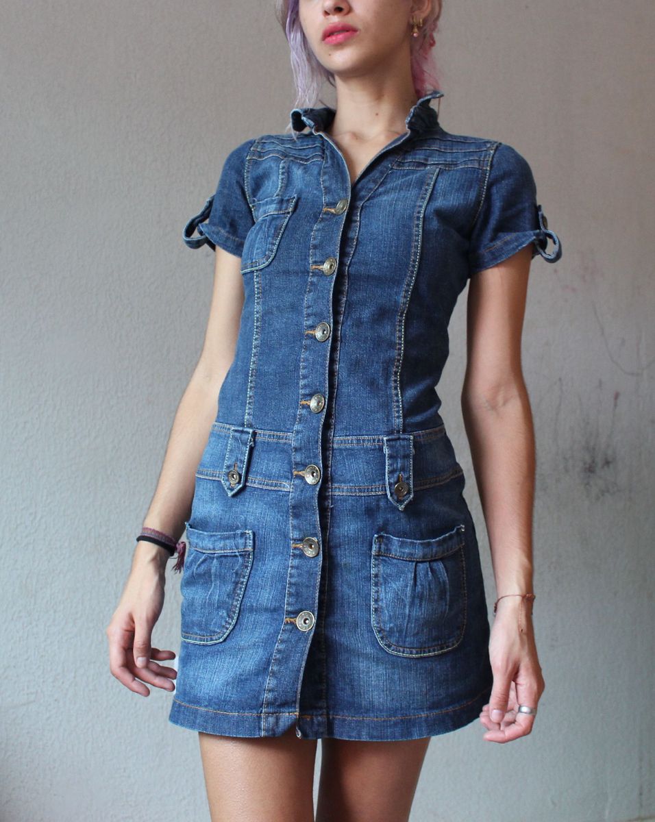 vestido jeans de botoes