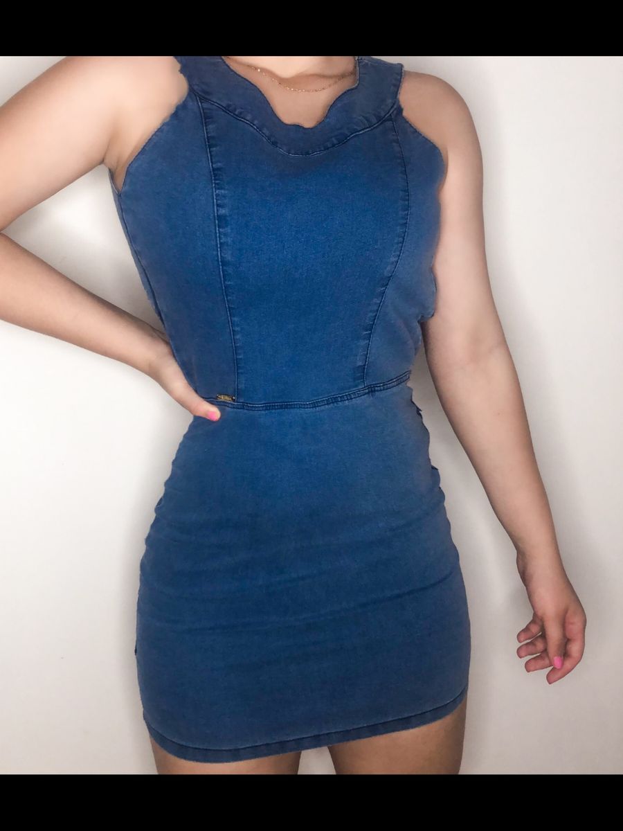 Vestido jeans best sale curto colado