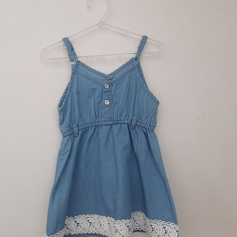 Vestido jeans com renda best sale na barra