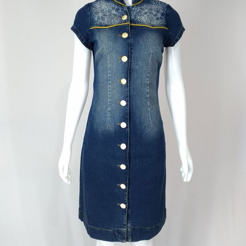 Vestido Jeans com Botões Vestido Feminino Joyaly Nunca Usado
