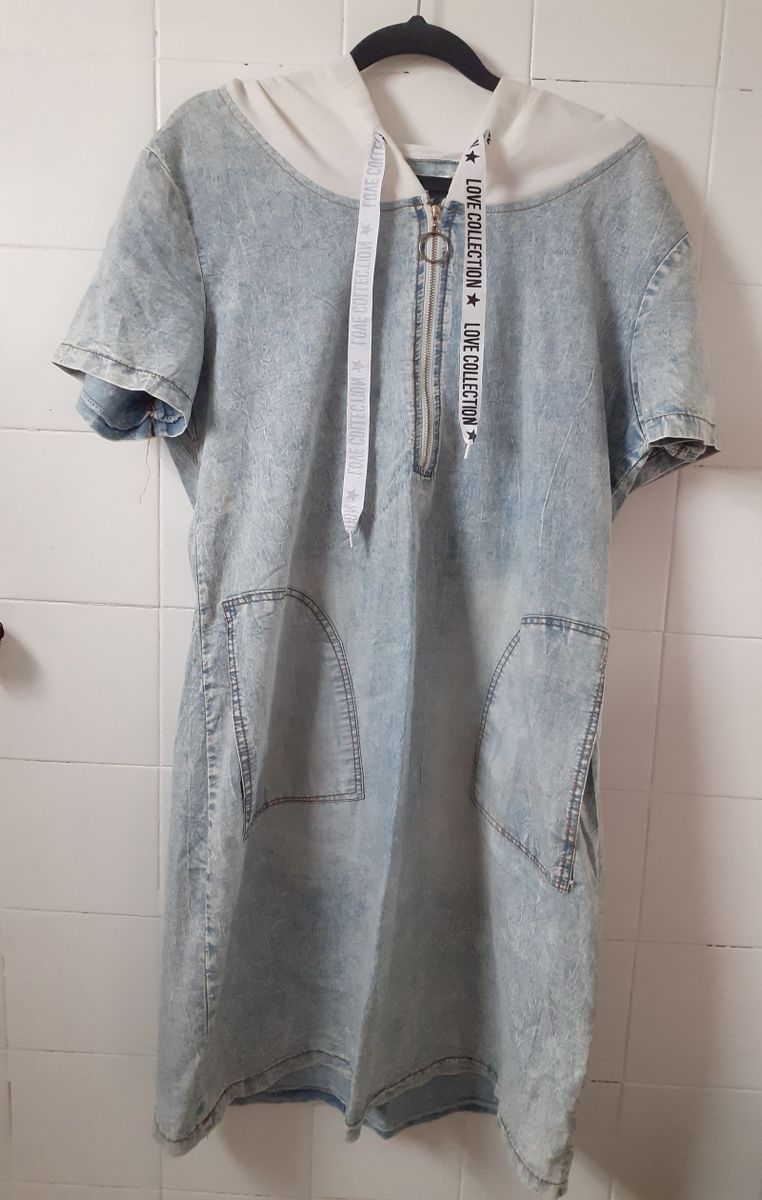 vestido jeans com moletom