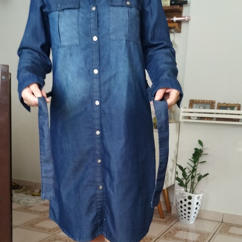 Vestido jeans store manga longa marisa