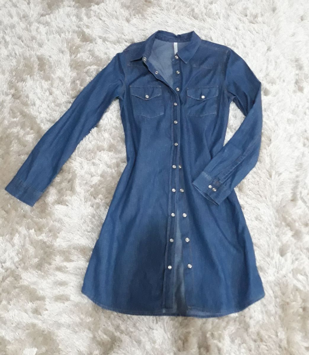 vestido jeans manga longa