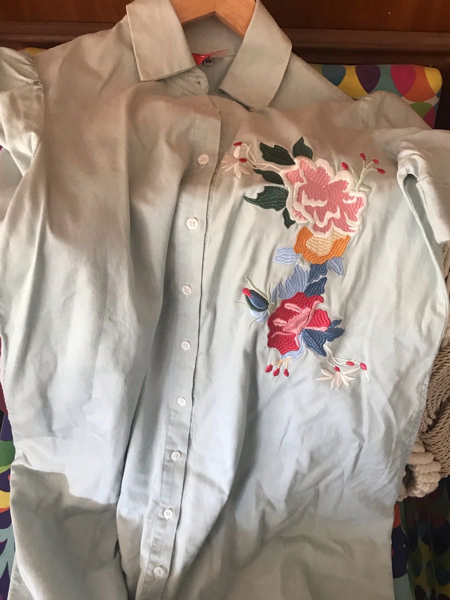 vestidos jeans bordados a mao