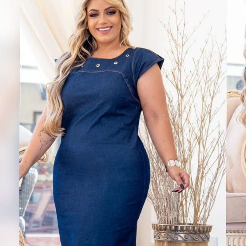 Vestidos jeans plus size hot sale 2018