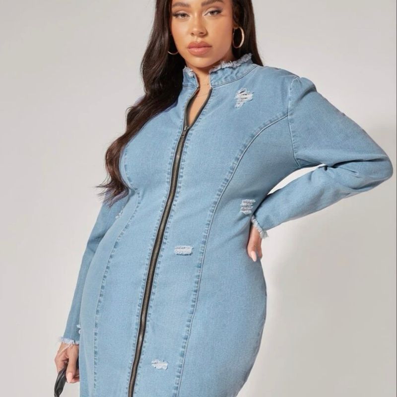 Vestido Jeans Plus Size Vestido Feminino Shein Nunca Usado