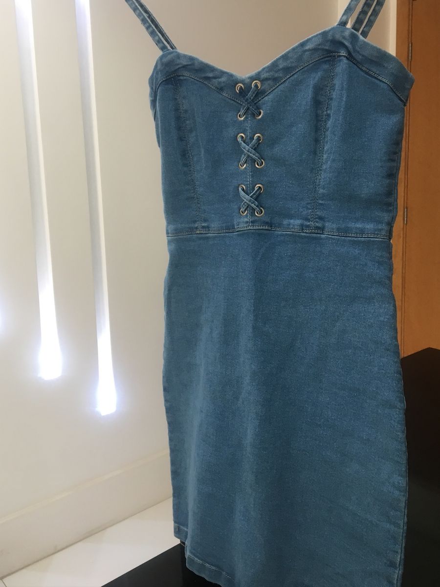 vestido jeans manga longa renner