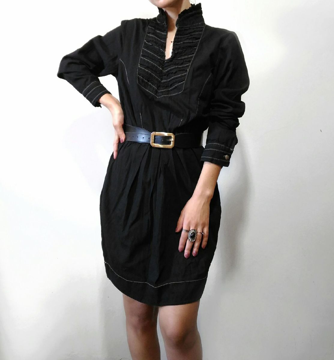 vestido jeans preto