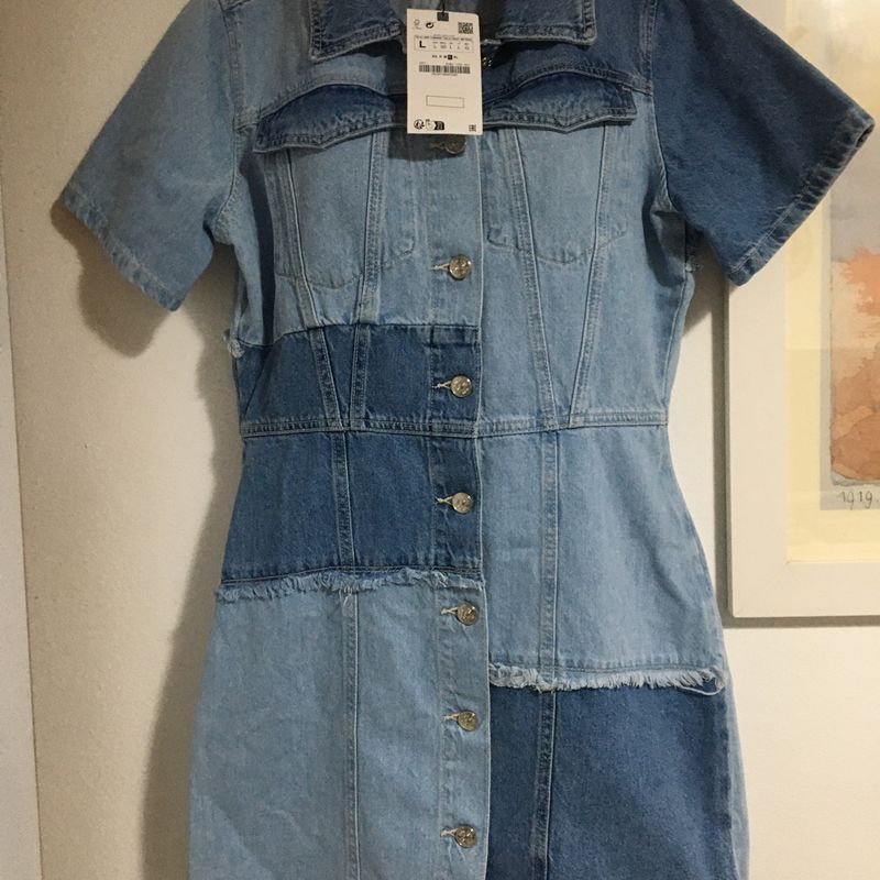 zara patchwork denim dress ZARA NEW WOMAN SHORT PATCHWORK DENIM DRESS MID BLUE XS-XL REF: 6164/103
