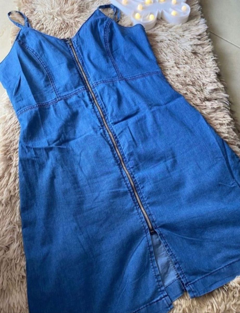 vestido jeans com ziper frontal
