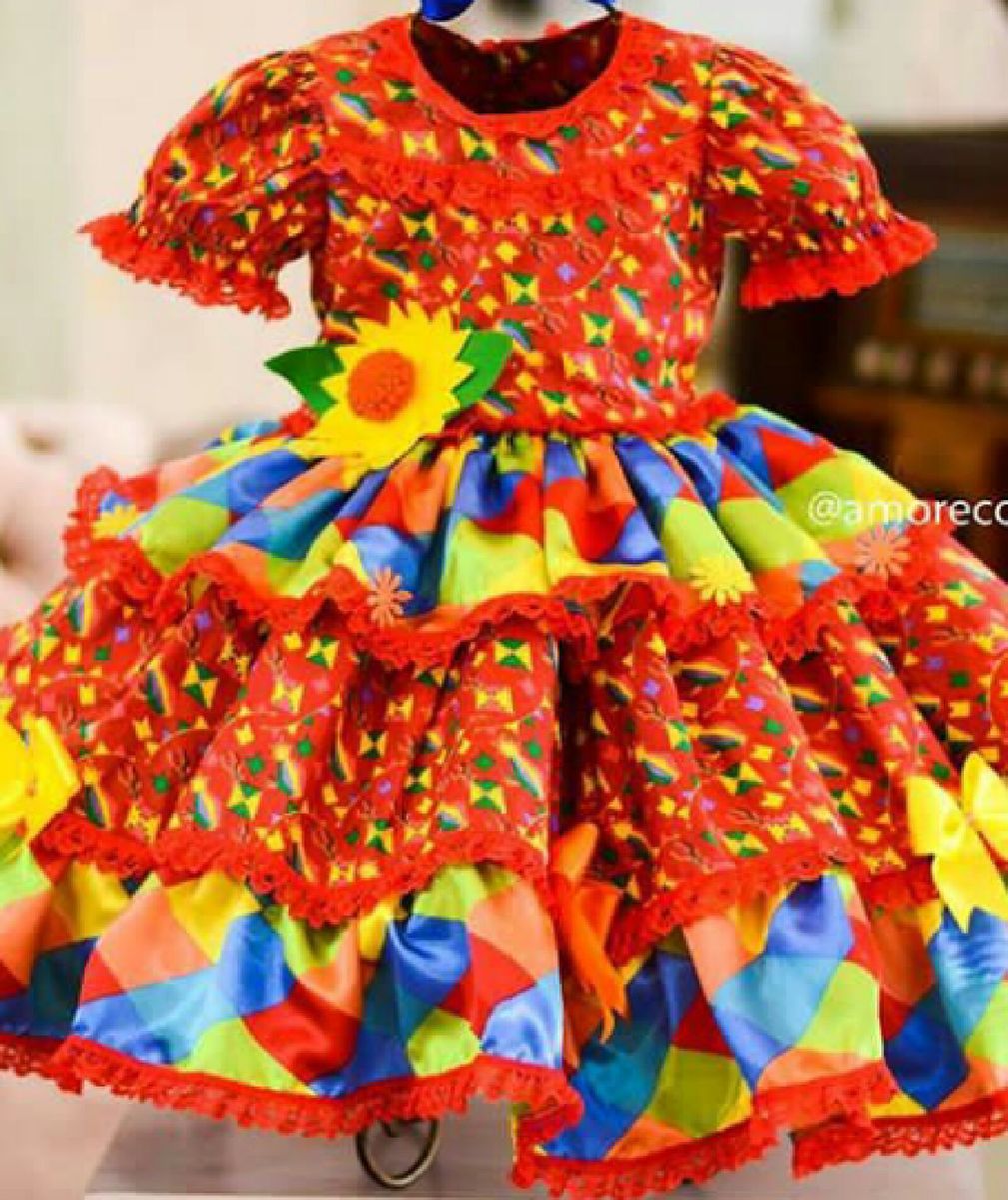 vestido junino luxo infantil