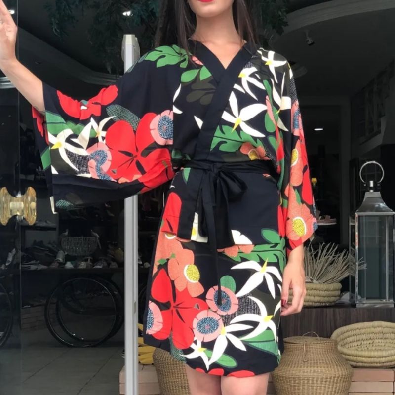 Vestido kimono cor sales de flor