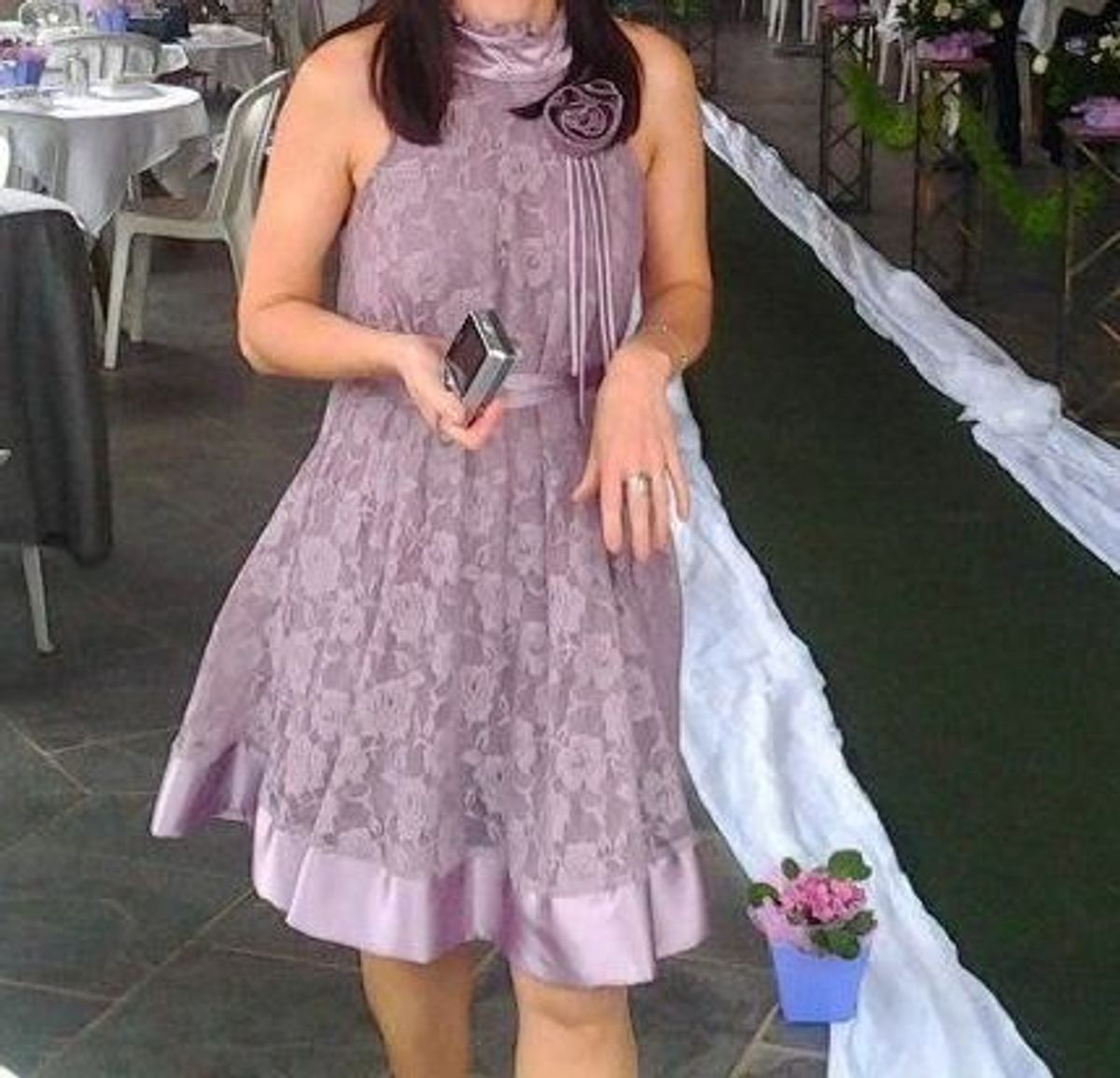 vestido de festa cetim com renda