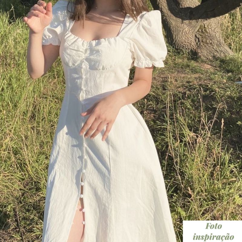 Vestido Linho Midi Zara Branco com Botões Vestido Feminino Zara Nunca  Usado 77252549 enjoei