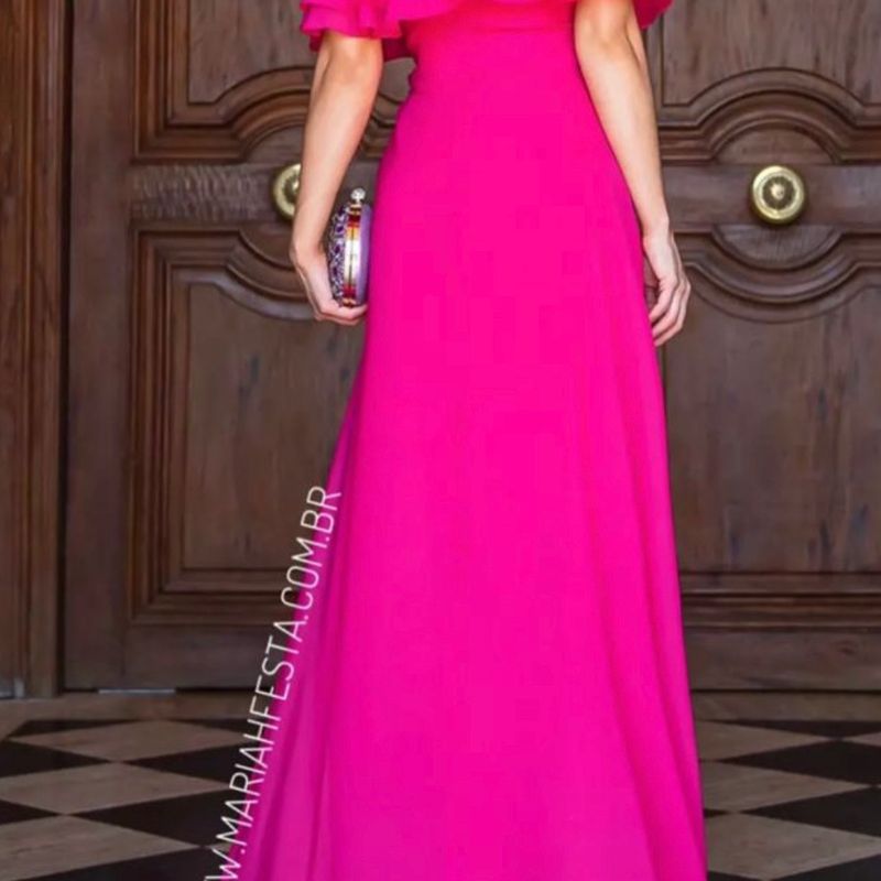 Vestido Liso Cor Rosa Pink Super Confort vel Marca Mariah Festas