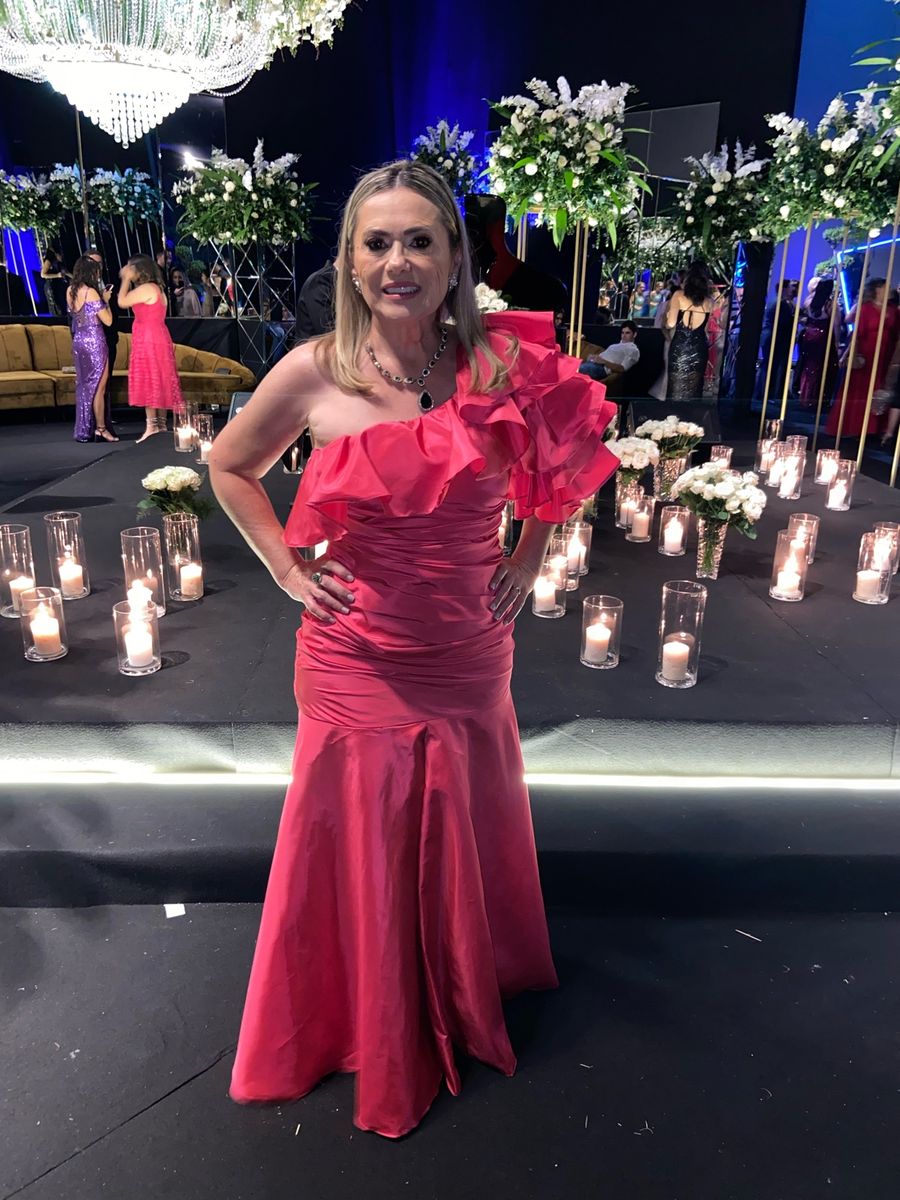 Vestido Rosa Vestido Liso De Festa Vestido Liso Rosa Choque Para