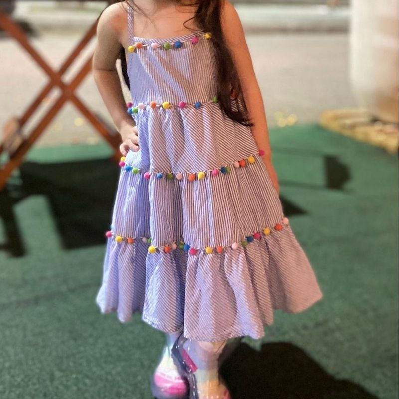 Vestido Listrado Anos Importado Roupa Infantil para Menina
