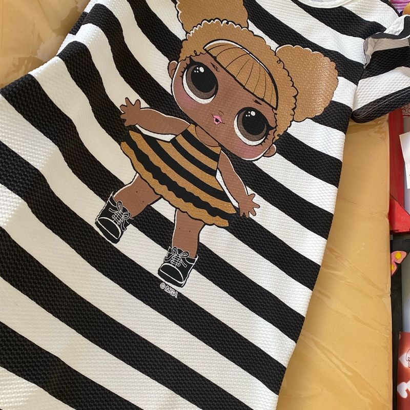 Vestido Lol Branco e Preto Roupa Infantil para Menina Lol