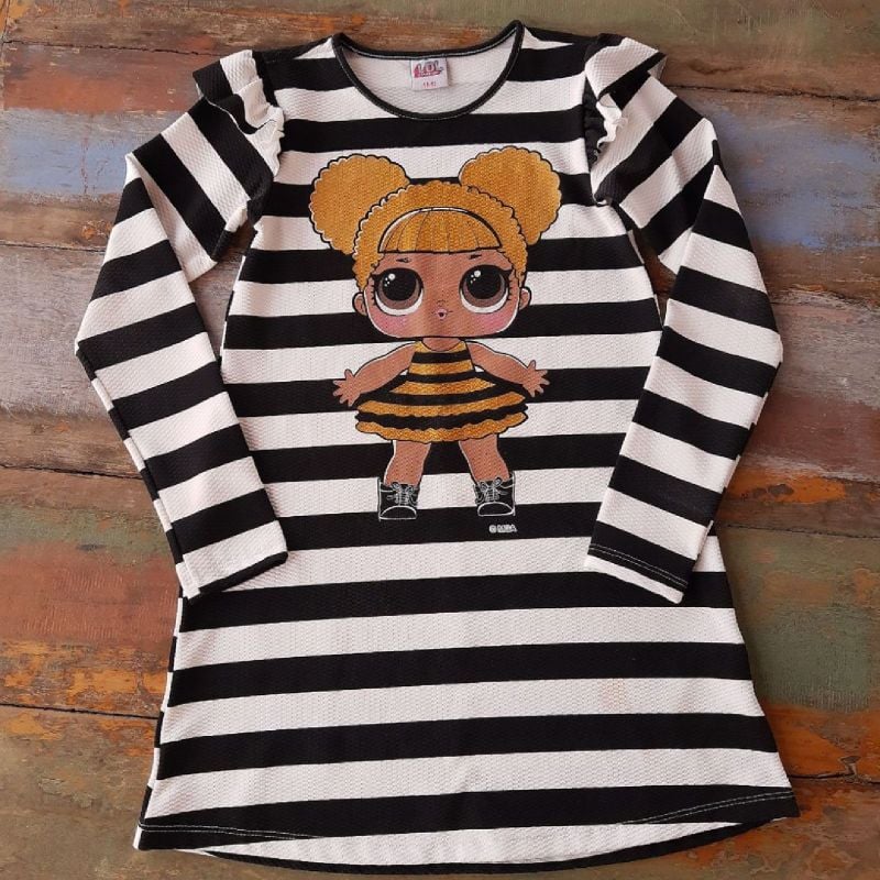 Vestido Lol Listrado,Comprado Na Renner, Manga Longa Lol Usado