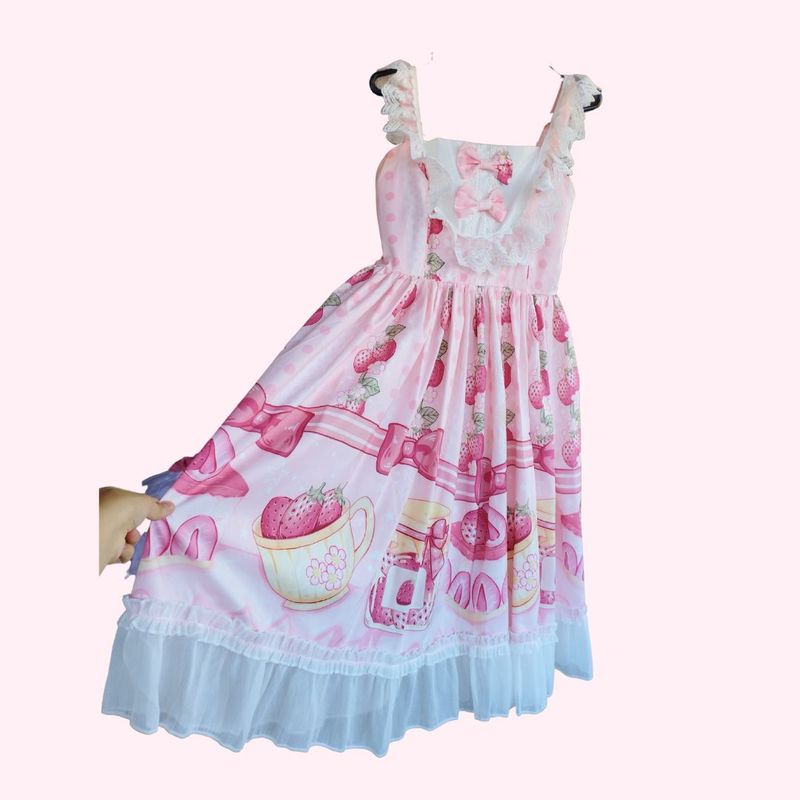 KIMOKOKM-Lolita Princesa Estilo JSK Vestido, Adorável Kawaii