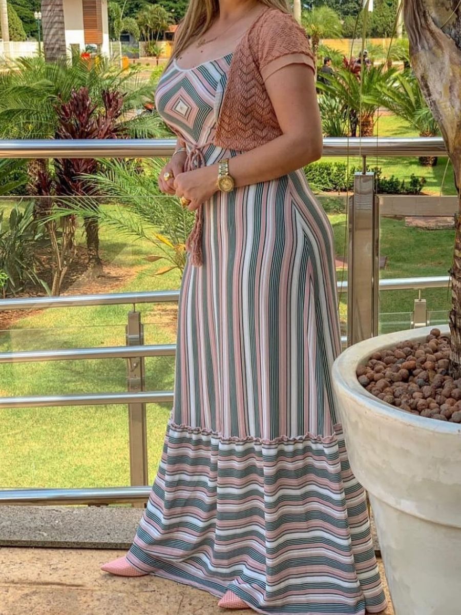 Vestido longo com store casaquinho