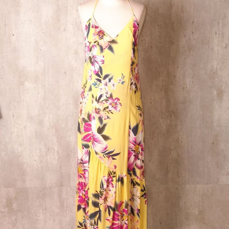 Vestido longo hot sale amarelo farm