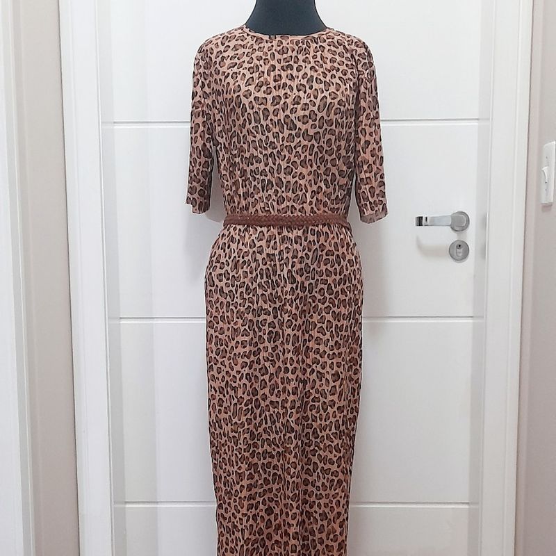 Vestido longo store animal print zara