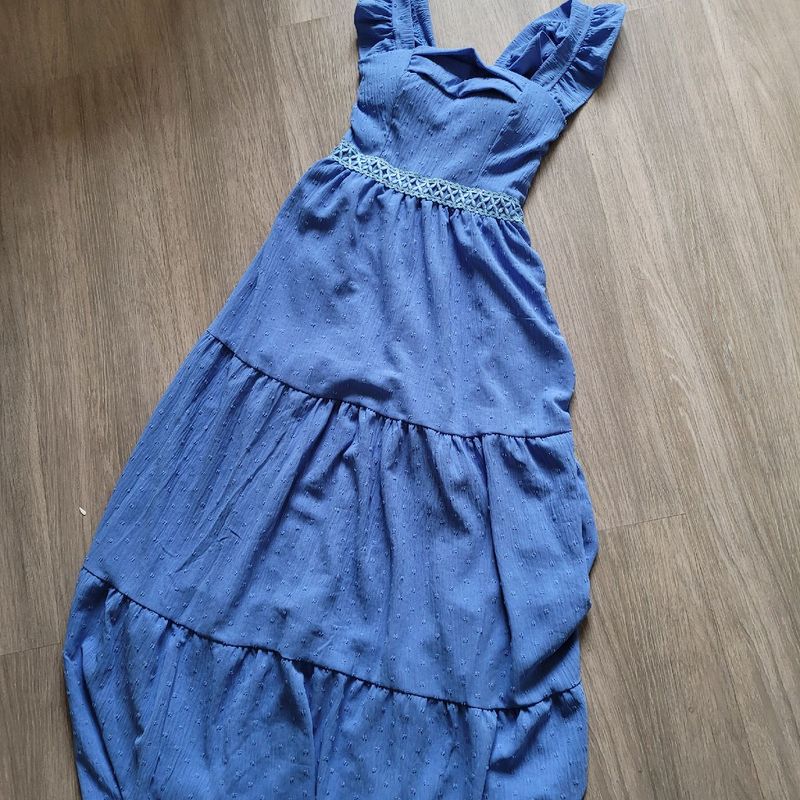 Vestido best sale azul aço