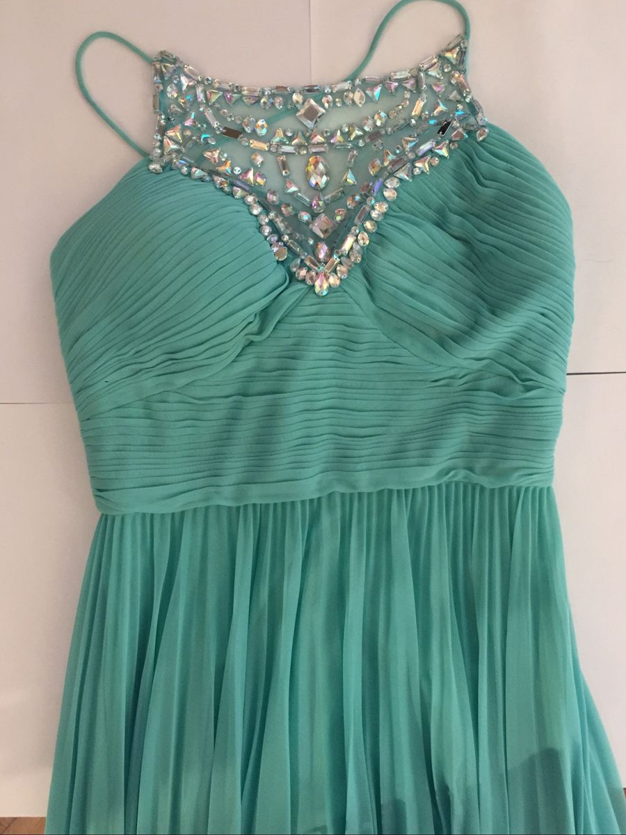 vestido azul agua longo