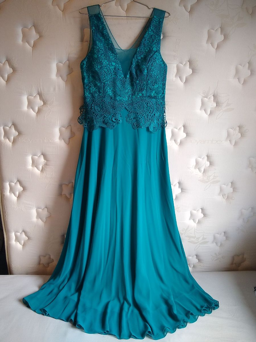 vestido azul esverdeado