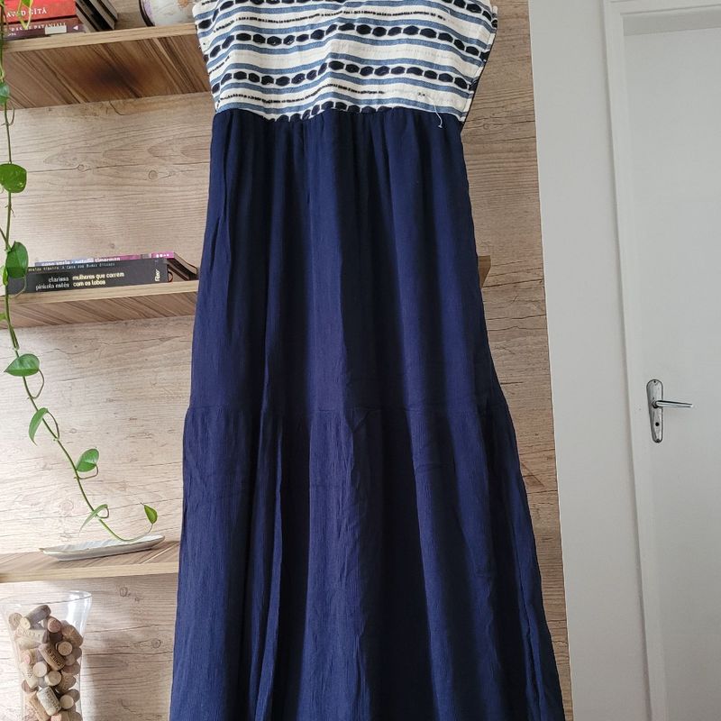 Vestido Longo Azul Marinho Vestido Feminino Renner Nunca Usado 70828698  enjoei